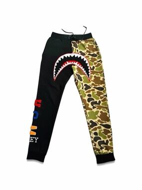 ★ Hudson Camo Shark Mouth Patchwork Streetwear Joggers - Multicolored ★